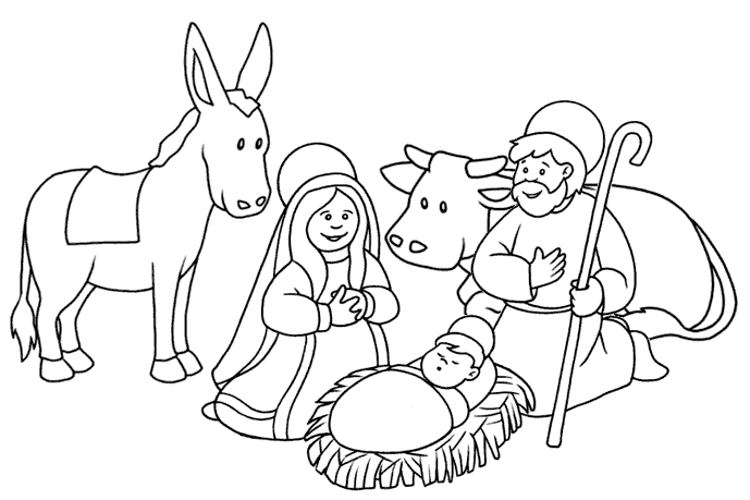 Disegno dei Pastori che rendono omaggio per la Nascita di Gesù